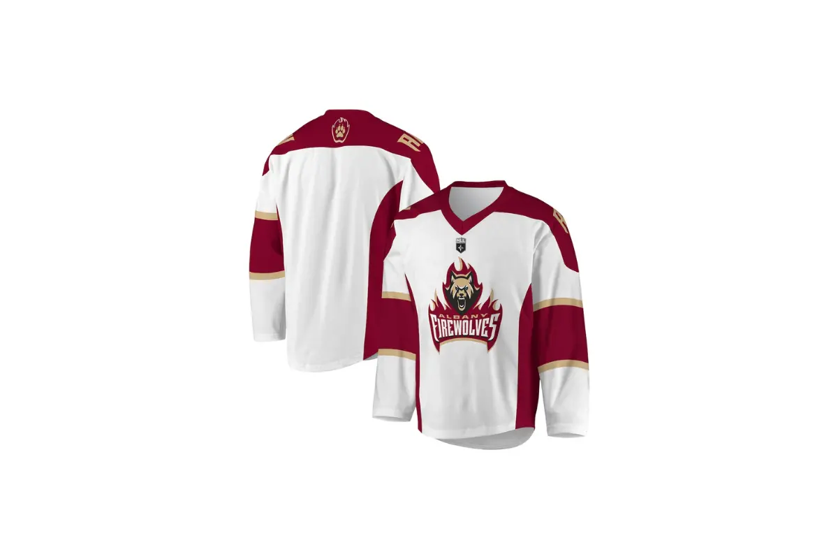 albany firewolves white sublimated replica jersey