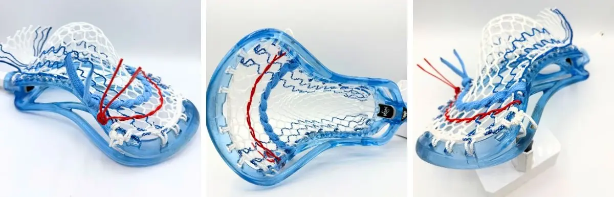 blue ecd ion mid low pocket stringing pattern with ecd hero 4.0 lacrosse mesh