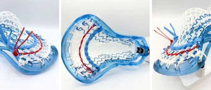 blue ecd ion mid low pocket stringing pattern with ecd hero 4.0 lacrosse mesh