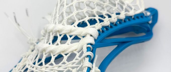 sidewall detail of blue maverik kinetik 2.0 with type 2s mesh stringing pattern