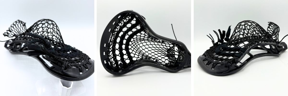 Black lacrosse head with intricate design