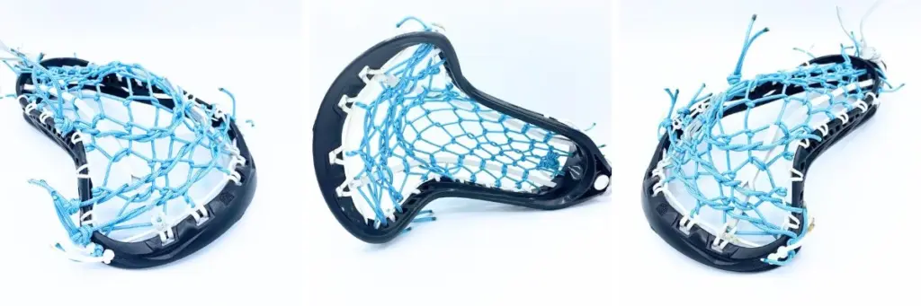 lacrosse head with blue mesh netting