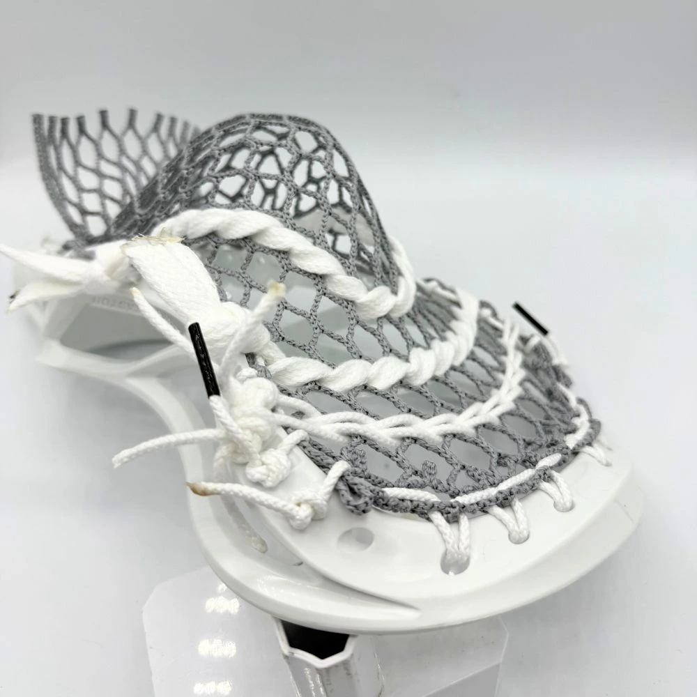 easton launch lacrosse head with grey stringking type 3s lacrosse mesh strung with a mid lacrosse pocket