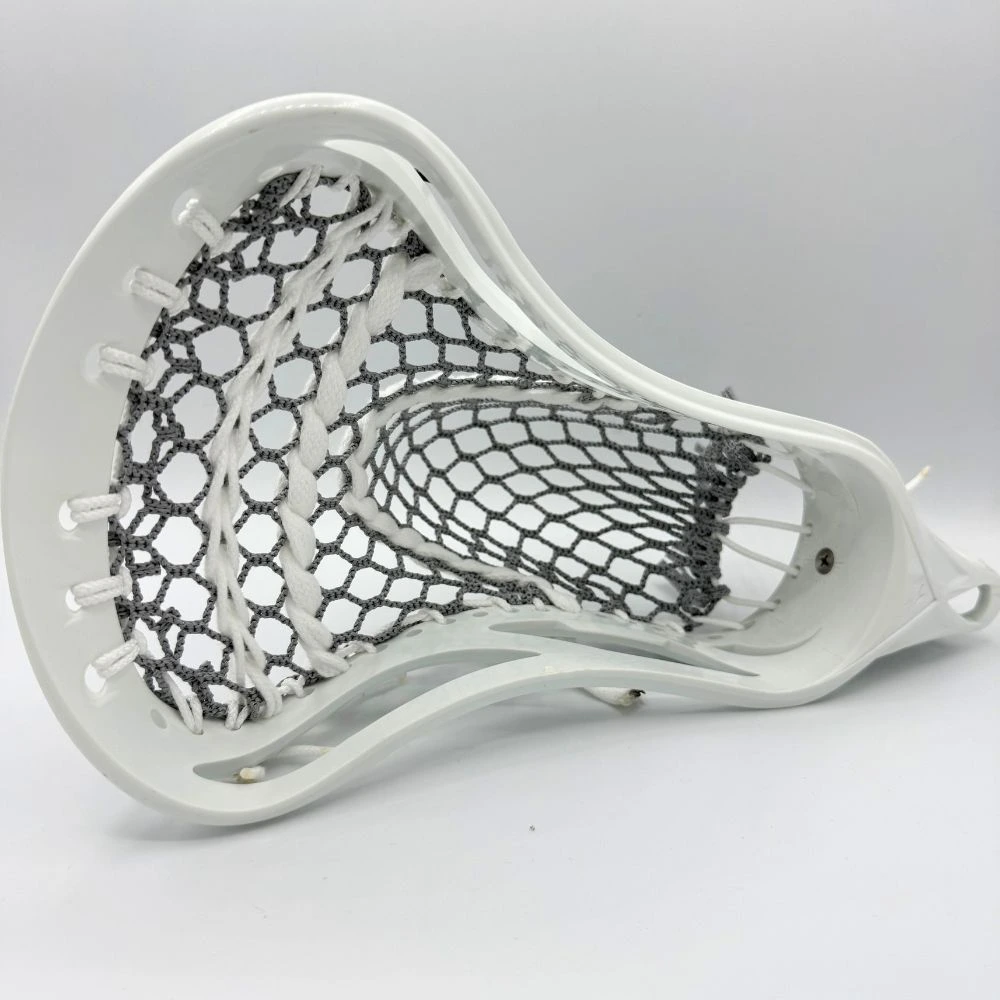 easton launch lacrosse head with grey stringking type 3s lacrosse mesh strung with a mid lacrosse pocket