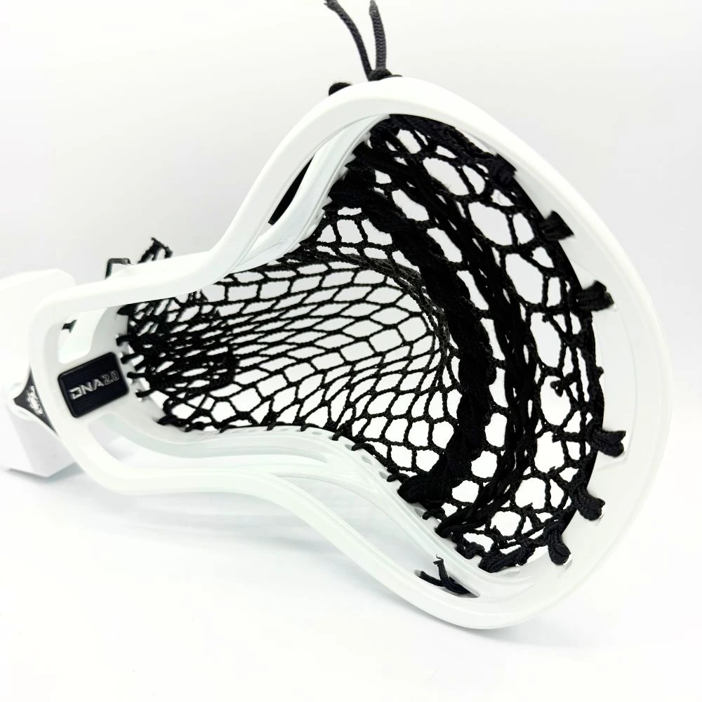custom stringing on ecd dna 2.0 with hero 4.0 semi soft mesh, white head and blackout stringing for elite defensive play