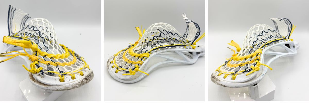 Lacrosse stick with yellow stringing