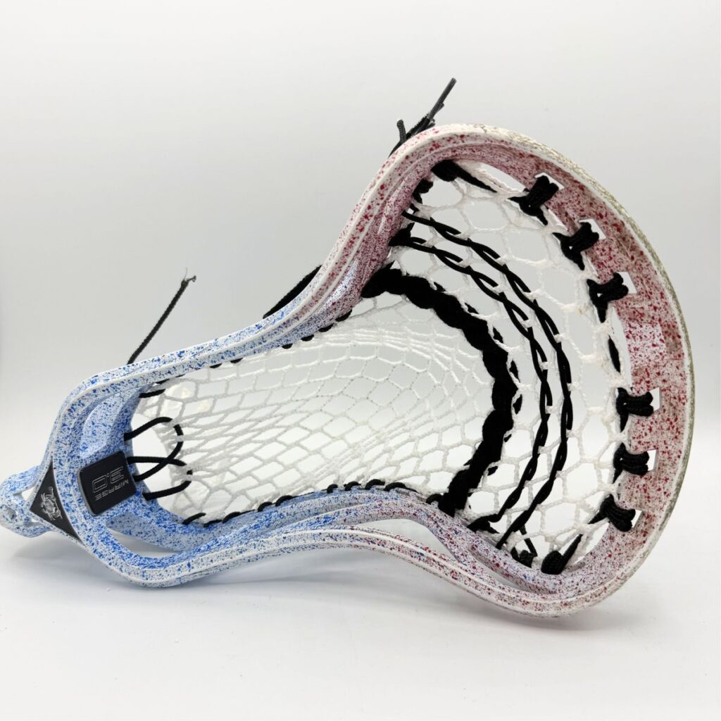 Custom strung ECD Mirage 3.0 lacrosse head featuring a mid-high pocket with Hero 4.0 semi-soft mesh