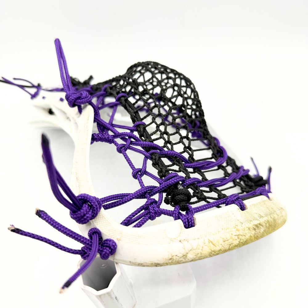 gait air 2 women's lacrosse head strung with valkyrie runner, purple ht sidewalls, purple ht crosslace, and purple ht shooting strings