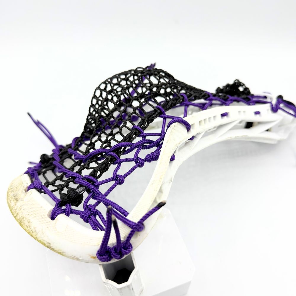 gait air 2 women's lacrosse head strung with valkyrie runner, purple ht sidewalls, purple ht crosslace, and purple ht shooting strings