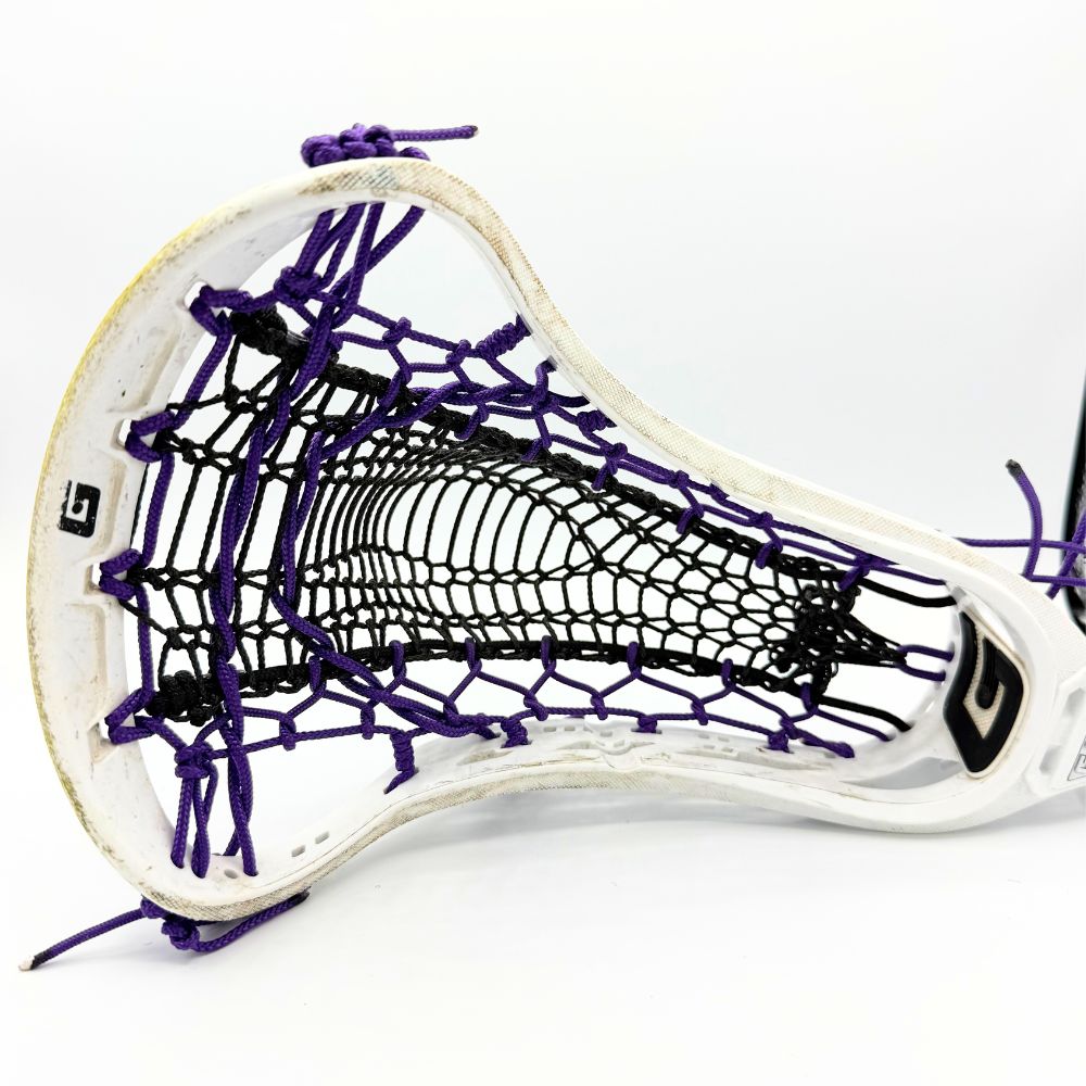 gait air 2 women's lacrosse head strung with valkyrie runner, purple ht sidewalls, purple ht crosslace, and purple ht shooting strings