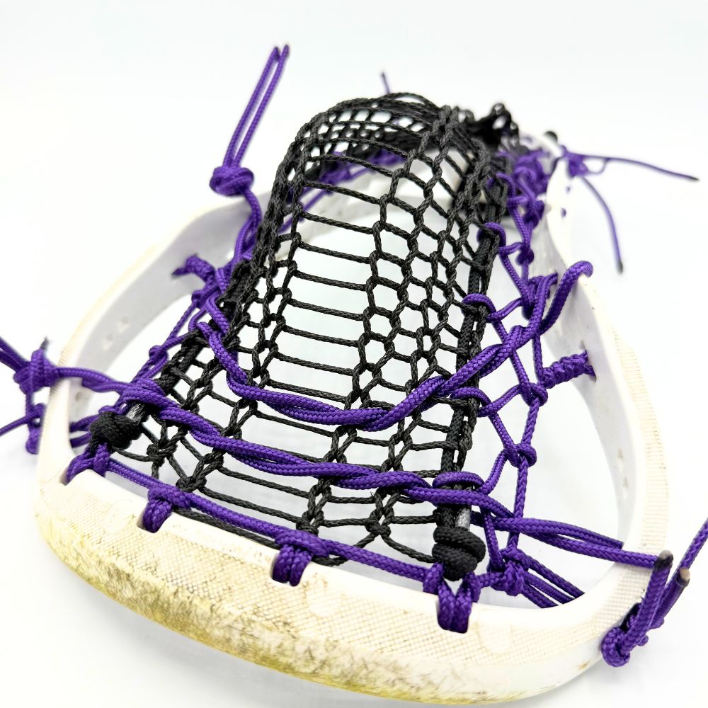 gait air 2 women's lacrosse head strung with valkyrie runner, purple ht sidewalls, purple ht crosslace, and purple ht shooting strings