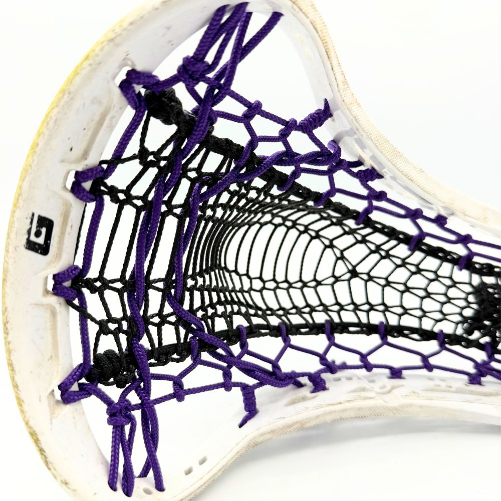 gait air 2 women's lacrosse head strung with valkyrie runner, purple ht sidewalls, purple ht crosslace, and purple ht shooting strings