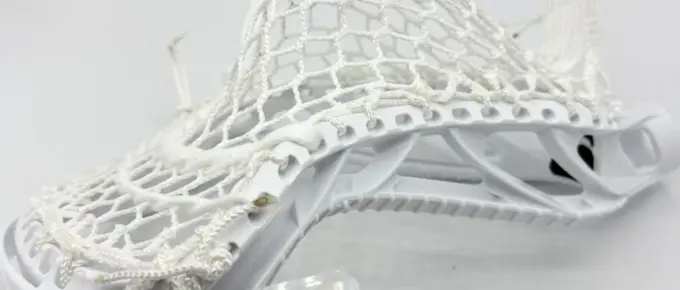 White lacrosse head with stringing