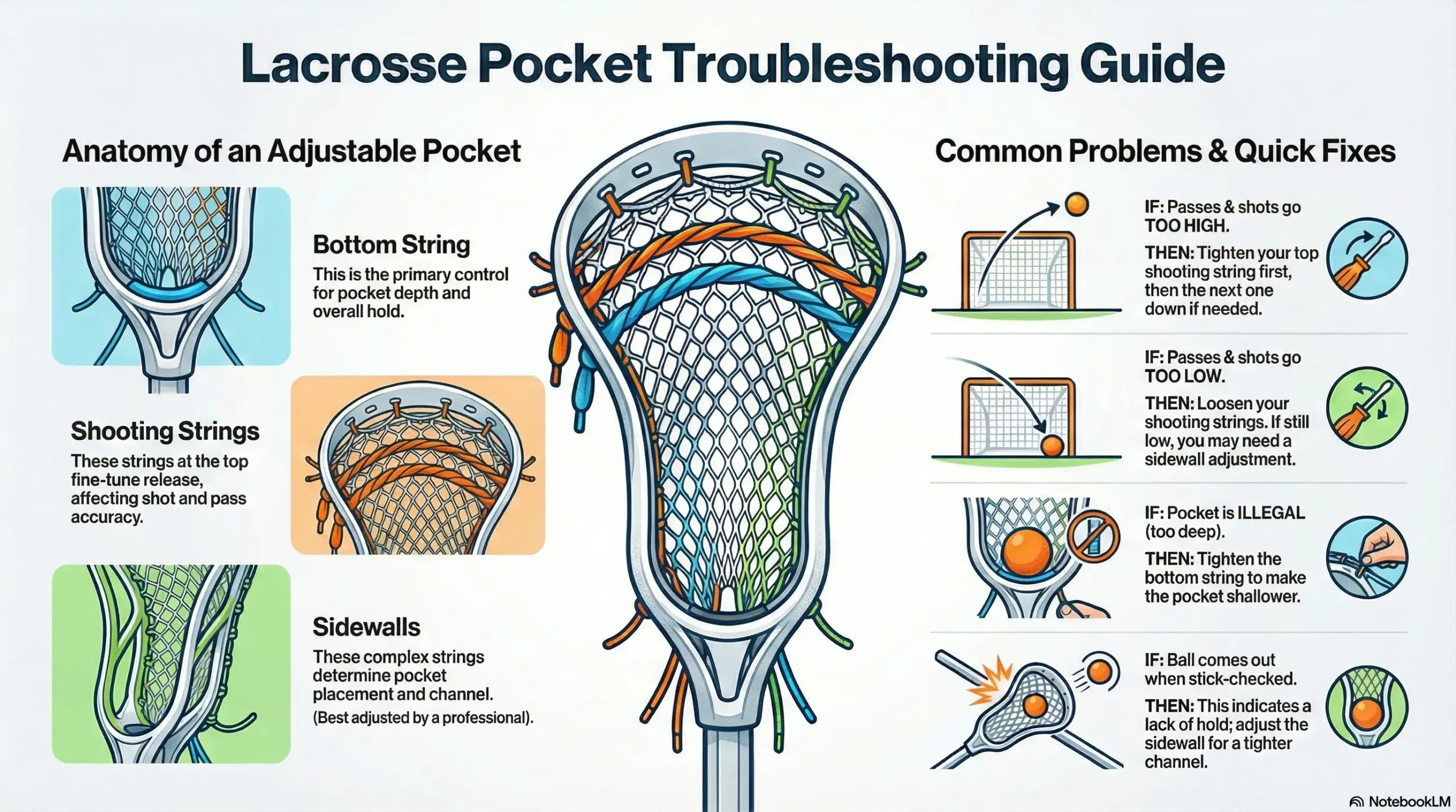 a infographic on troubleshooting a poor performing lacrosse pocket