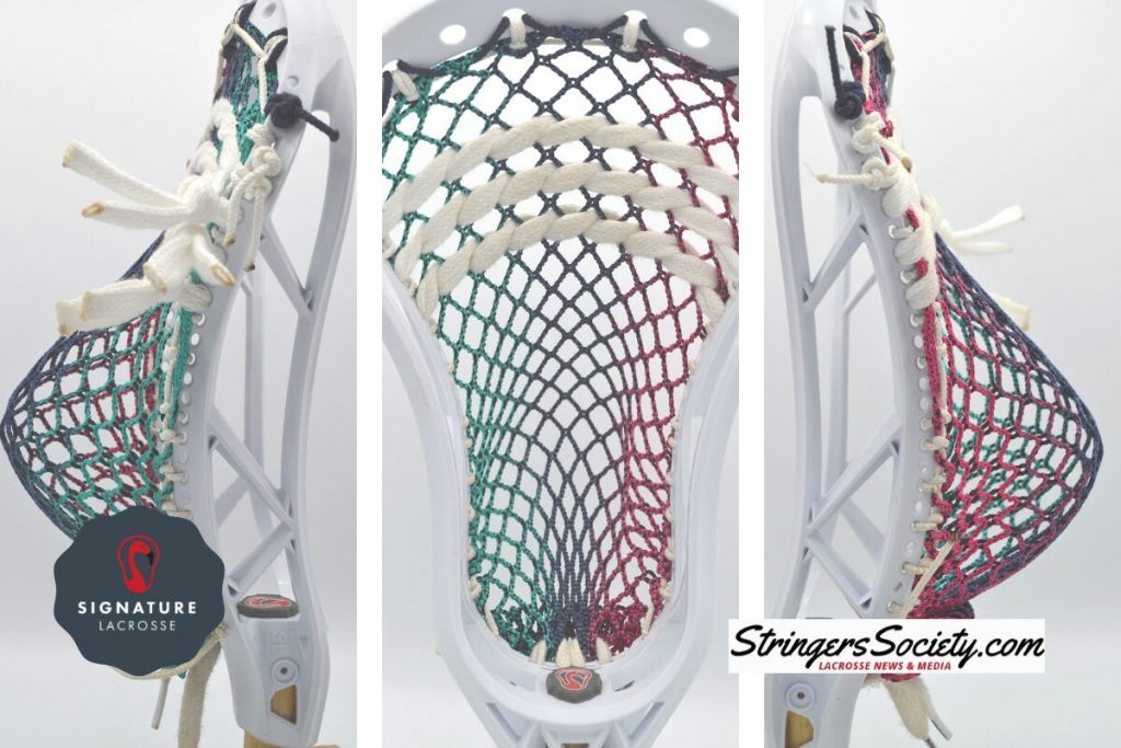 low lacrosse pocket with a triangle top string and mesh dynasty mesh