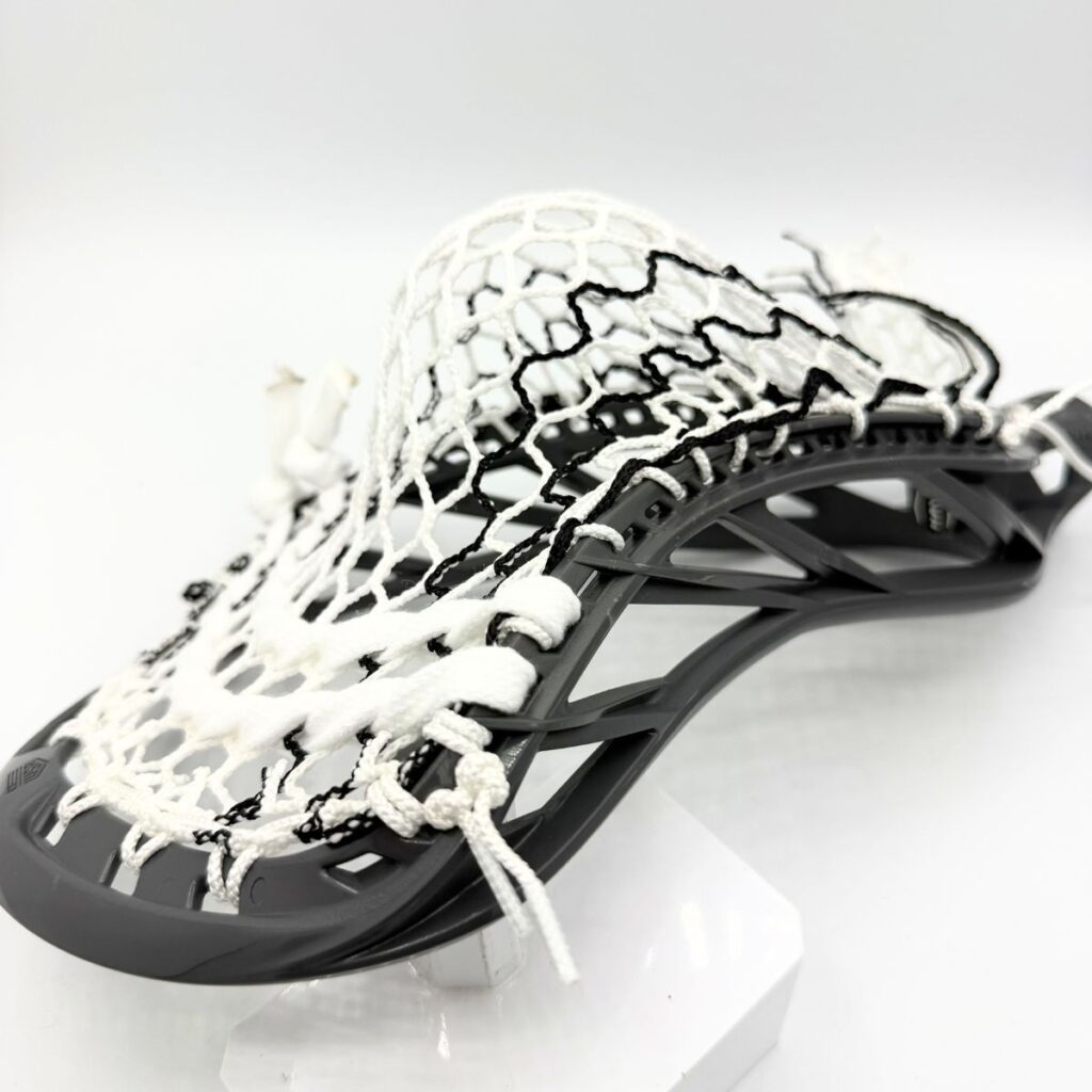 Custom strung Maverik Havok 2.0 lacrosse head featuring a mid-high pocket with Hero 4.0 semi-soft mesh.