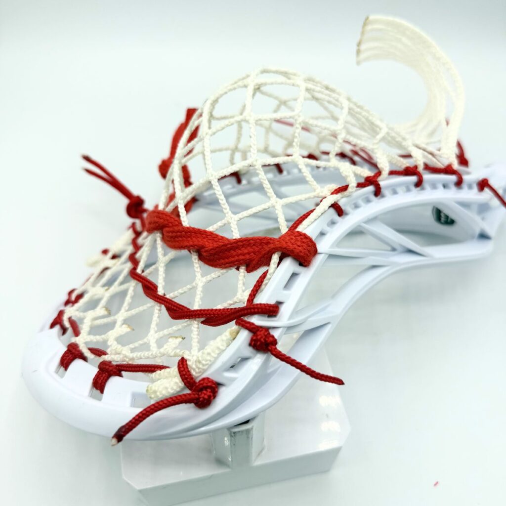 Custom strung Maverik Havok 2.0 lacrosse head featuring a mid-high pocket channel with LaxRoom 6-diamond mesh.