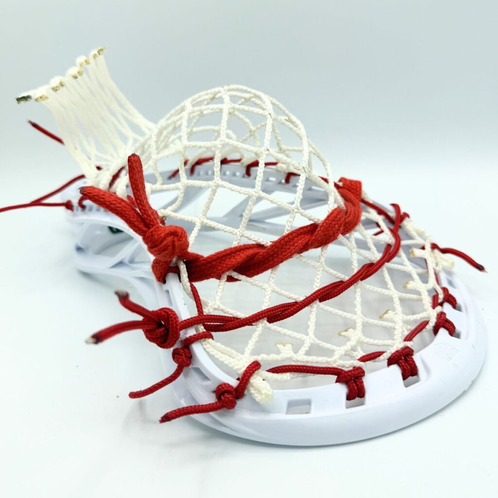 Custom strung Maverik Havok 2.0 lacrosse head featuring a mid-high pocket channel with LaxRoom 6-diamond mesh.