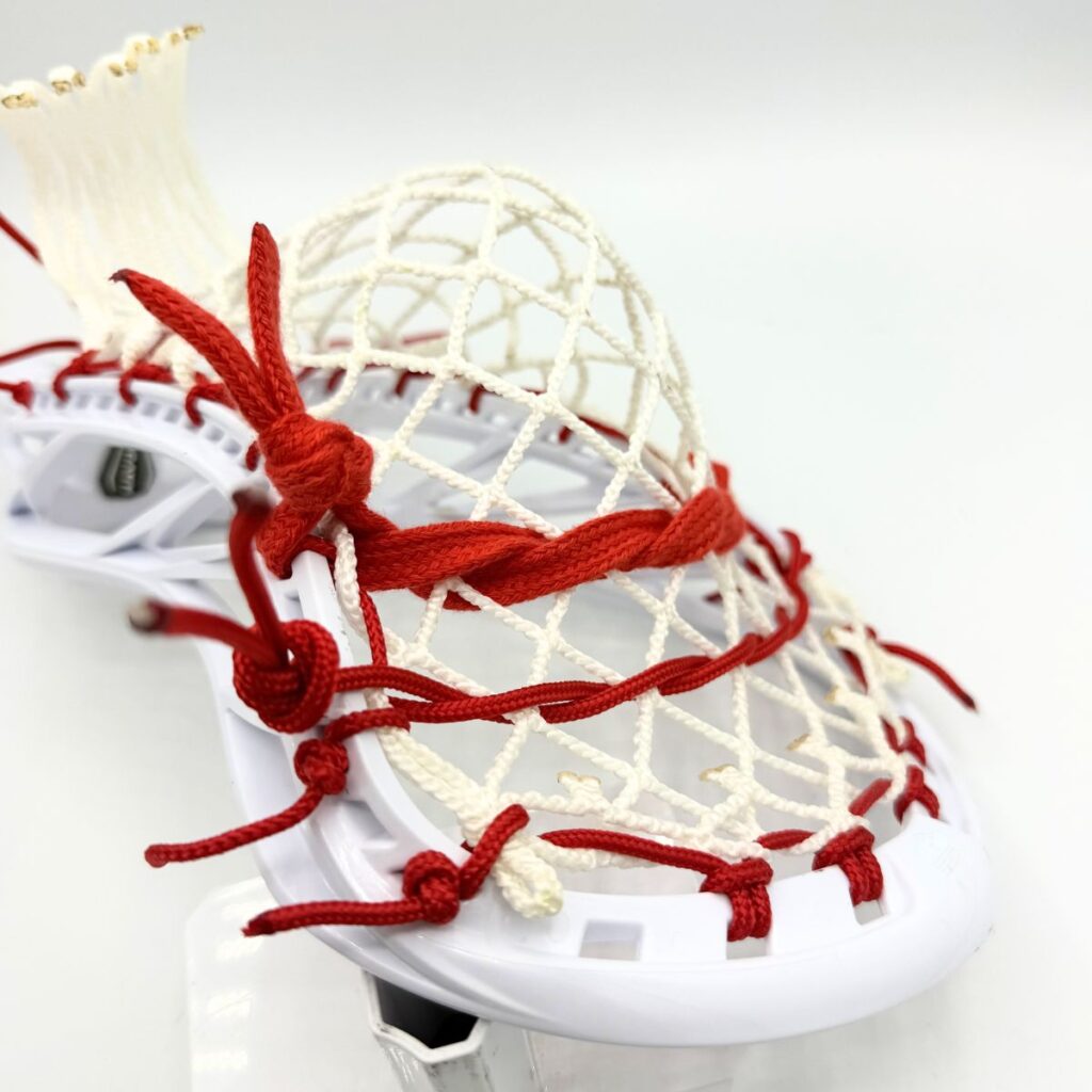 Custom strung Maverik Havok 2.0 lacrosse head featuring a mid-high pocket channel with LaxRoom 6-diamond mesh.