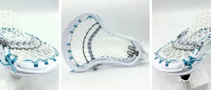 maverik optik 3.0 lacrosse head strung with stringking type 5s mesh featuring a mid-low pocket for quick release and control - stringers society