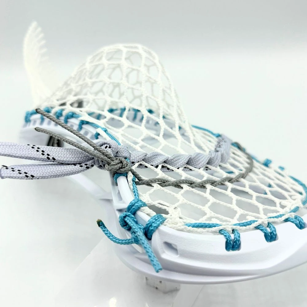 maverik optik 3.0 lacrosse head strung with stringking type 5s mesh featuring a mid-low pocket for quick release and control - stringers society