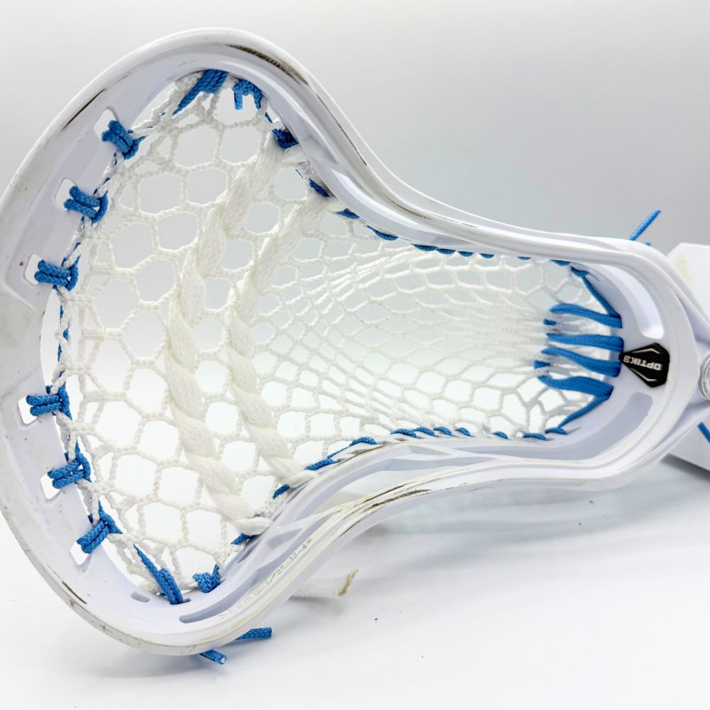 maverik optik 3.0 lacrosse head strung with stringking type 5x mesh featuring a mid-low pocket for control and quick release - stringers society