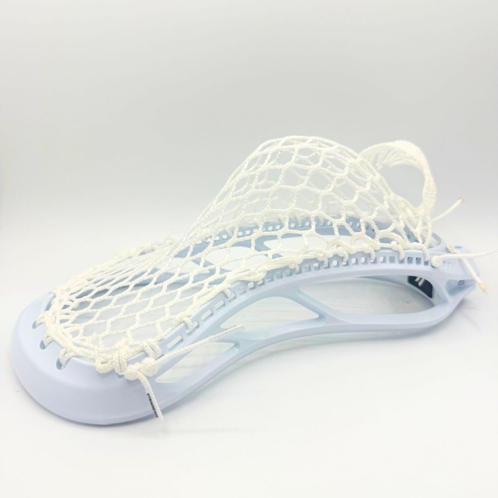 stringking mark 2f strung with ecd hero x semisoft mesh, showing the midlow pocket and white sidewall knots