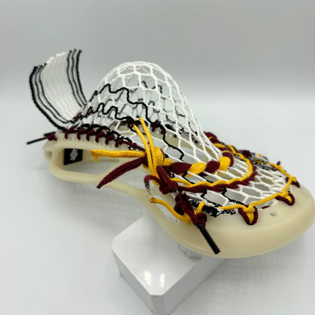 stringking mark 2f midlow pocket strung with white and black hero 4.0 semisoft mesh, side view