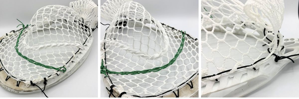 Lacrosse stick with semi-soft stringing