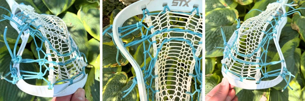 Lacrosse head with blue stringing details