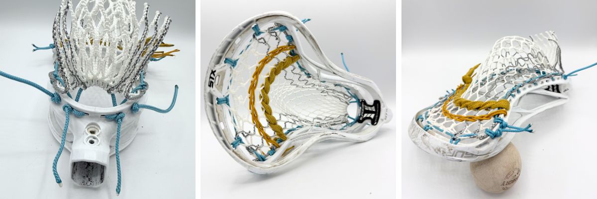 Lacrosse head with custom stringing design
