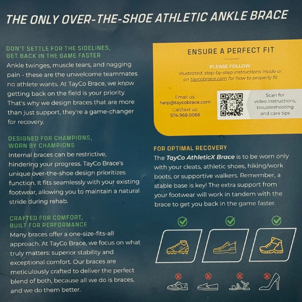 tayco athletic x brace packing insert