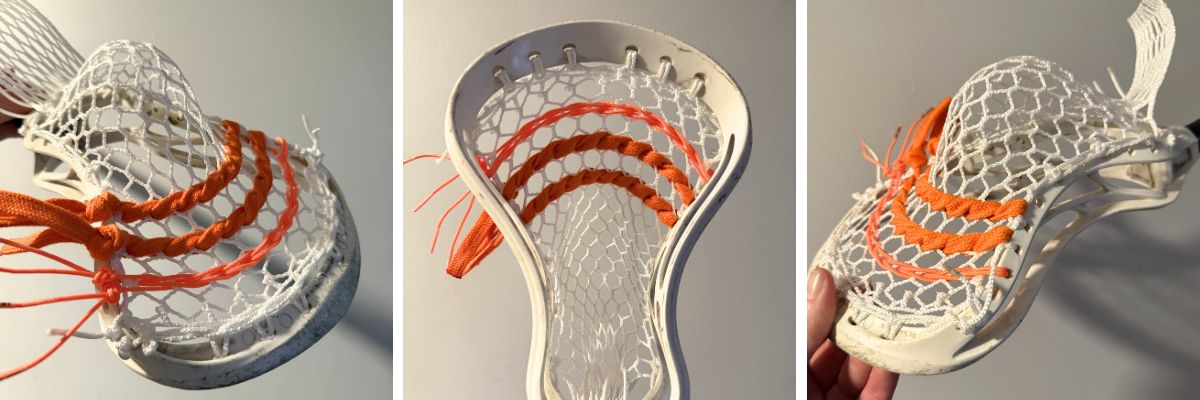 warrior evo 3x lacrosse head strung with hero 4.0 semi-soft mid pocket