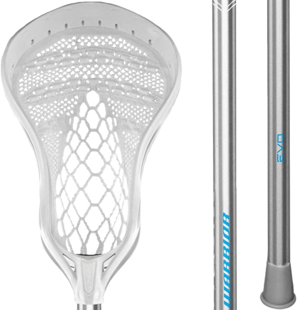 warrior evo warp next complete lacrosse stick, attack (2023 model) (white/silver)