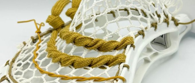 lacrosse stick head strung with mid pocket, suitable for all skill levels and versatile playing styles. lacrosse head is warrior evolyte unstrung ($50). mesh is ecd hero 3.0 semi-hard ($24.99). sidewall is laxroom vegas gold lacrosse sidewall (3-pack) ($1.14). shooters are laxroom vegas gold shooters ($1.82). shooting cord is laxroom lacrosse shooting cord (vegas gold) ($1.00). total cost is $98.95