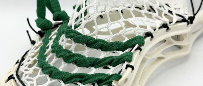 Lacrosse stick with custom stringing design.