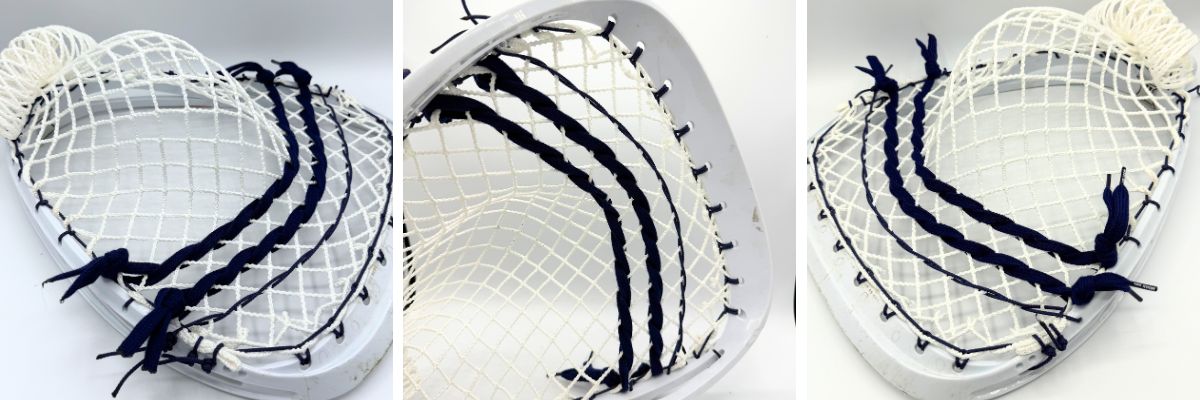 Lacrosse goalie head with stringing