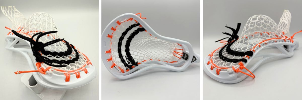 white ecd ion head strung with hero 4.0 semi-soft mesh mid-low pocket