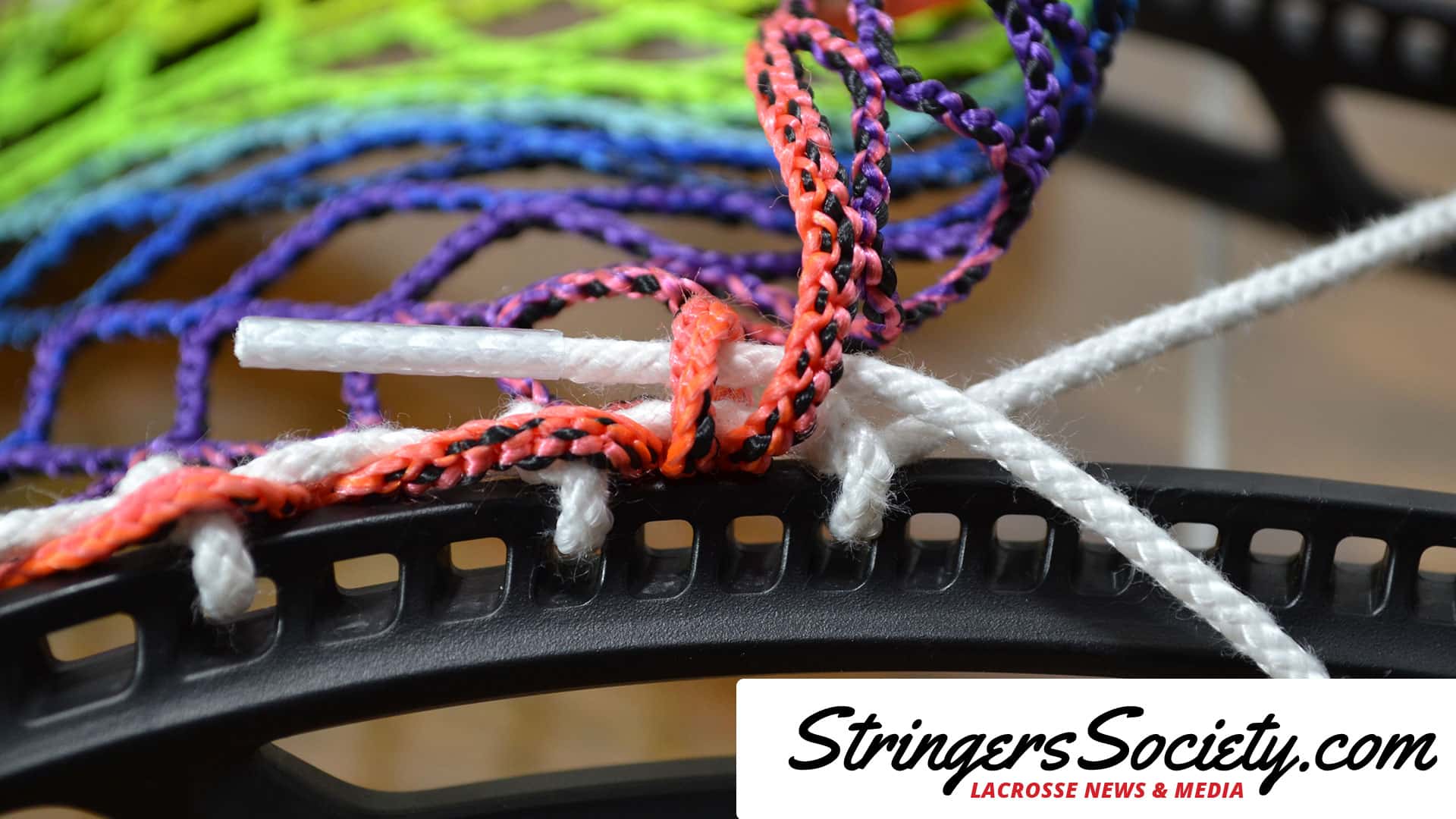 How to String a Women's Lacrosse Head womens lacrosse stick sidewall step 13